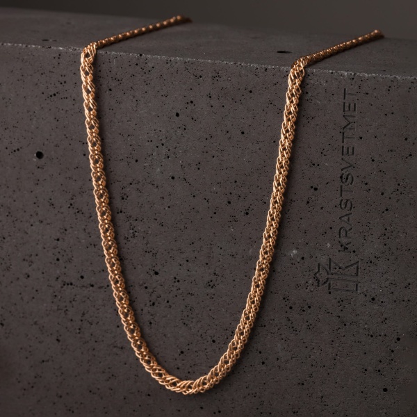 Цепь из красного золота 585, плетение «Ромб тройной»